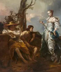 Jan van Noordt, Granida and Daifilo, Oil on canvas, mounted on panel (parquetted)