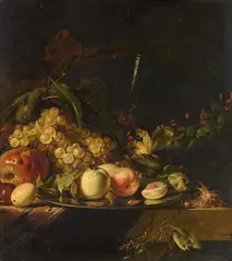 Gregorius de Coninck, Still Life with Fruit, Silver Plate and a Glass Goblet, Oil on canvas (relined)