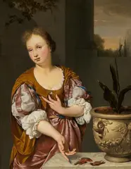 Jan van Mieris, Vanitas Portrait of a Young Woman, Oil on panel