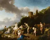 Landscape with Diana and her nymphs by called Dietricy Christian Wilhelm Ernst Dietrich, Oil on canvas (relined), sold Nov 2024