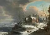 Winter Landscape by Johann Christian Vollerdt, Oil on panel, sold Nov 2024