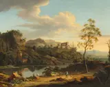 A Hilly River Landscape by Johann Christian Vollerdt, Oil on canvas (relined), sold Nov 2024