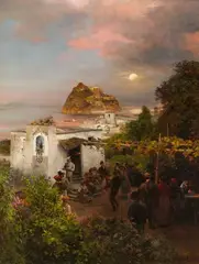 View of Ischia by Oswald Achenbach, Oil on canvas (relined), sold Nov 2024