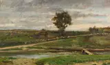 Charles-François Daubigny, Ruisseau dans la Plaine d'Optevoz, Oil on panel