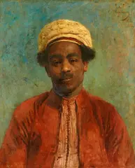 Konstantin Makovsky, Portrait of a Young North African Man, Oil on panel (parquetted)