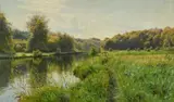 Peder Mørk Mønsted, Summer by a River, Oil on canvas