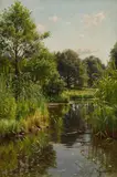 Peder Mørk Mønsted, Lake with Reeds, Oil on canvas