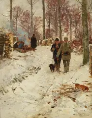 Hugo Mühlig, Rest during the Hunt, Oil on card
