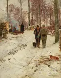 Hugo Mühlig, Rest during the Hunt, Oil on card