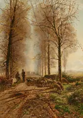 Hugo Mühlig, Meeting on the Old Graf-Reckenstrasse, Oil on canvas (relined)