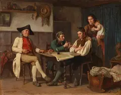 Benjamin Vautier, Estate Agent and a Peasant Family, Oil on canvas