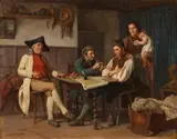 Benjamin Vautier, Estate Agent and a Peasant Family, Oil on canvas