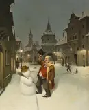 Vida Gabor, The Snowman's Friend, Oil on panel