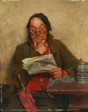 Hugo Kauffmann, The Newspaper, Oil on panel