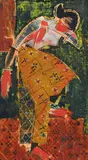 B. Prabha, Sorrow, Oil on board. Framed and glazed. On the back two paper labels with details on life and work of the artist