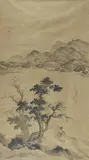 Jiang Song, Pilgrim by lake. Early Qing dynasty, Ink and light colours on silk. Inscribed San Song. Sealed San Song yin. Two collector's seals: Taigu Sunshi jia cang and Weiyangdao Sun Fuchang zhencang yin. Sun Fuchang was a collector and seal enthusiast who lived in the 18th and 19th centuries. Framed and glazed