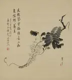 Seitei Watanabe, A wisteria branch, A hanging scroll. Ink on silk. Inscription with a poem, cyclical date and signature. Signed by the painter and sealed: Seitei. Wooden box
