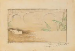 Fernand Khnopff, Bruges - La Morte, Circa 1892, Coloured pencil drawing on cream coloured card