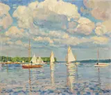 Philipp Franck, Segelboote auf dem Wannsee, 1918, Oil on canvas