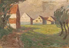 Walter Ophey, Weiße Häuser, 1904, Oil on canvas, laid down on card