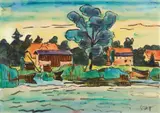 Karl Schmidt-Rottluff, Fohndorf, 1926, Watercolour and India ink on watercolour laid paper with watermark "PM Fabriano"