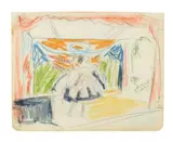 Tänzerin im Varieté by Ernst Ludwig Kirchner, Circa 1909, Coloured oil crayons and pencil on sketchbook paper with rounded corners, sold Jun 2024