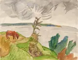 Erich Heckel, Grauer Tag, 1922, Watercolour and charcoal on laid paper