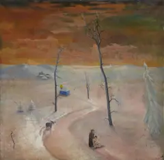 Carlo Mense, Landschaft mit barmherzigem Samariter (Russische Winterlandschaft), 1921/1922, Oil on canvas