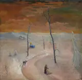 Carlo Mense, Landschaft mit barmherzigem Samariter (Russische Winterlandschaft), 1921/1922, Oil on canvas