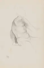 Ignudo (after Michelangelo) by Balthus, Circa 1937, Pencil on sketchbook paper with perforated side margin, offered Jun 2024