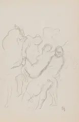 L'Élèvement des Filles de Leucippe (copy after Rubens) by Balthus, Crica 1937, Pencil drawing on sketchbook paper with perforated side margin, offered Jun 2024