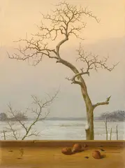 Herbert Böttger, Winterlicher Ausblick mit Baum und Nüssen, Circa 1940/1942, Oil on canvas