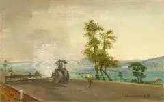 Theo Champion, Die Dampfwalze, 1937, Oil on canvas, laid down on wood
