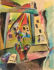 Curt Ehrhardt, Hyazinthentopf am Fenster, 1921, Watercolour and brush and India ink on paper, laid down on card