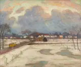 Otto Modersohn, Winter in Fischerhude. Verso: Herbstlandschaft am See., 1933, Oil on canvas