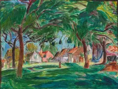 Hans Purrmann, Landschaft bei Langenargen, 1923, Oil on canvas, mounted on wood
