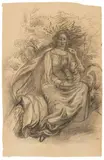 Otto Dix, Madonna im Walde, 1942, Pencil and charcoal drawing on pale brown drawing paper