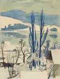 Erich Heckel, Winter am See, 1958, Watercolour and black chalk on laid paper with 'PMF (Italia)' watermark