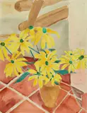 Erich Heckel, Gelbe Blüten, 1948, Watercolour and black chalk on laid paper