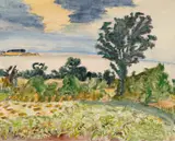 Erich Heckel, Blick übers Wasser, 1936, Watercolour and black chalk on laid paper