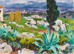 Arnold Balwé, Landschaft auf Elba, Oil on canvas