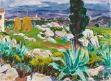 Arnold Balwé, Landschaft auf Elba, Oil on canvas