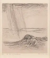Max Ernst, La mer et la pluie, 1925, Pencil and frottage on paper, mounted on card