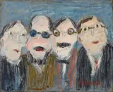 Clifford Holmead Phillips, Fonctionnaires, 1971, Oil on canvas, mounted on wooden panel