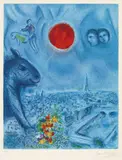 Marc Chagall, Le soleil de Paris, 1977, Colour lithograph on wove paper with watermark "Arches France"