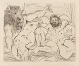 Pablo Picasso, Scène Bacchique au Minotaure, 1933, Etching on Montval laid paper with watermark "Vollard"