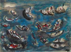 Henri Michaux, Untitled, Around 1982, Oil on canvas on wood