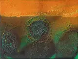 Otto Piene, Erdbild, 1996, Oil and traces of fire on canvas