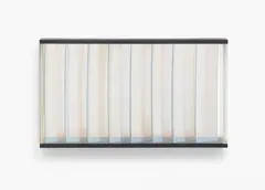 Untitled by Adolf Luther, 1974, Mirror object: 8 concave mirror strips in front of a mirror on wood. In object box, sold Jun 2024