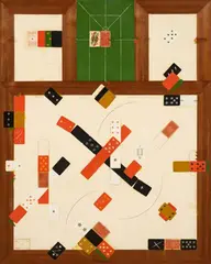 Lombertisch by Vladimir Nemukhin, 1991, Oil and collage on canvas, offered Jun 2024